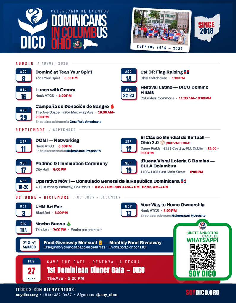 Invitación Actividades programadas por DICO, Columbus