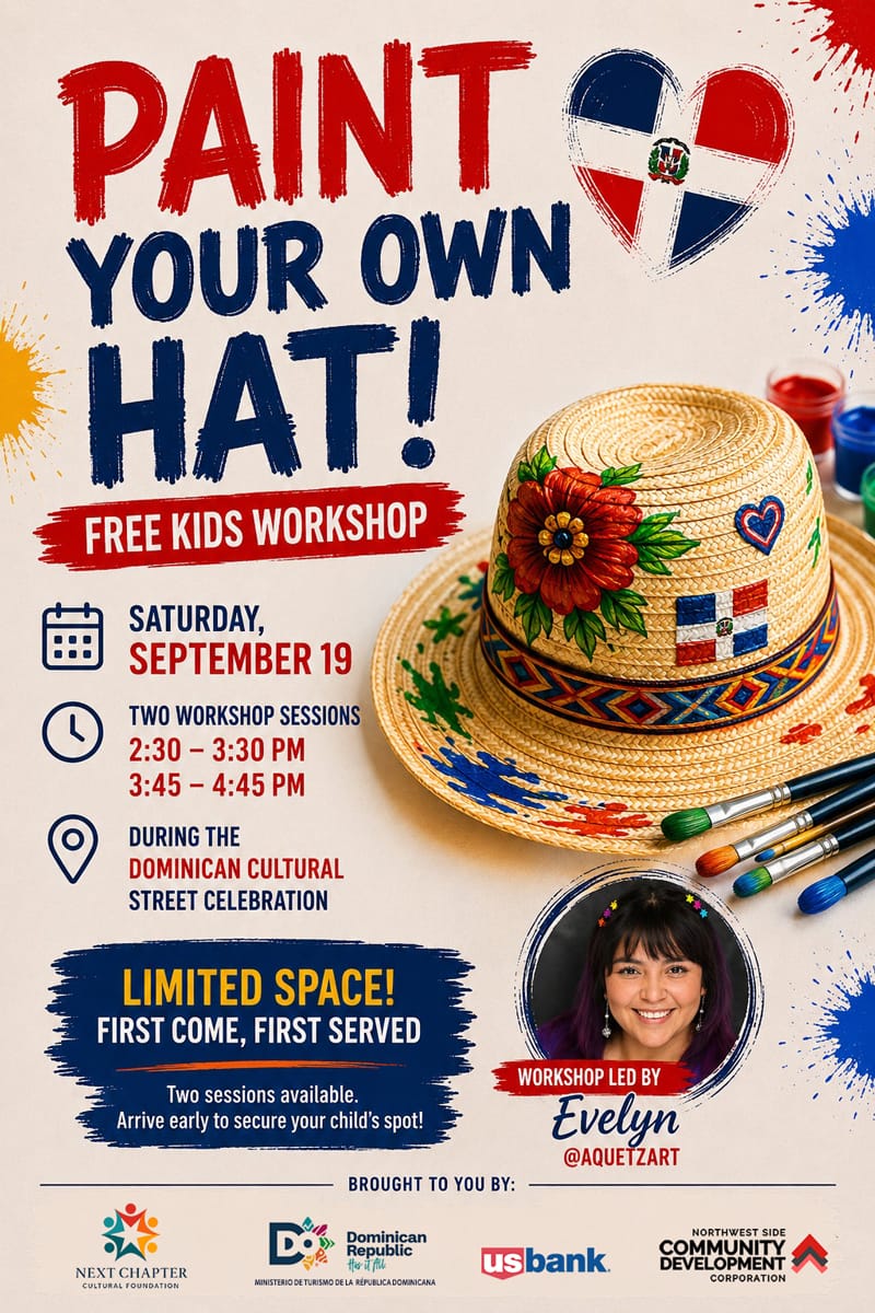 Invitación Taller de Niños - Pinta tu Sombrero en Chicago, IL
